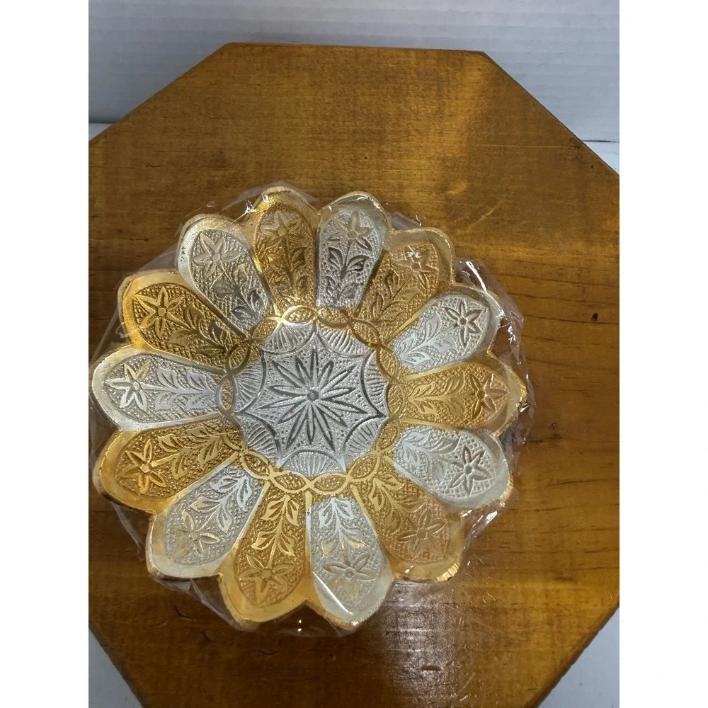 Indian‎ Gold & Silver Plated Bowl with Spoon in box